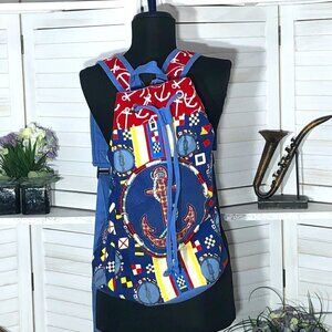 Sun N Sand Beach Cotton Anchor Backpack Red Blue